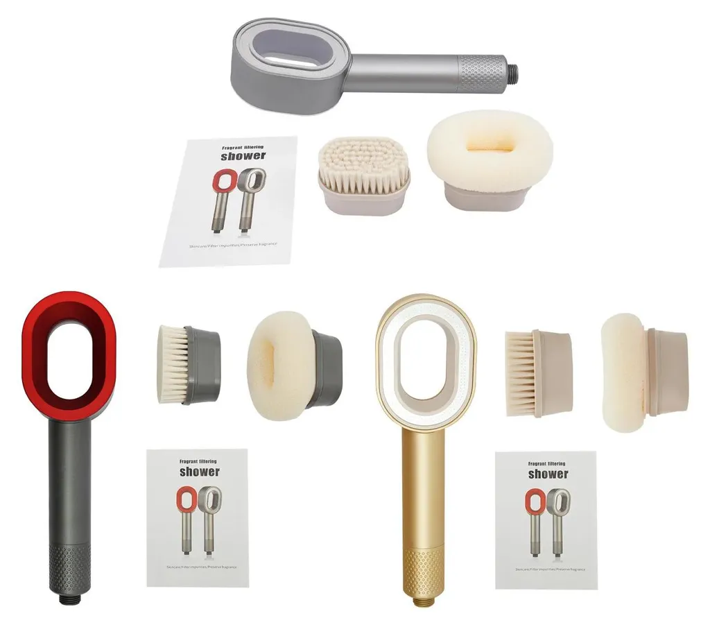 Douchette à main filtrante violette avec brosses de massage intégrées - 7