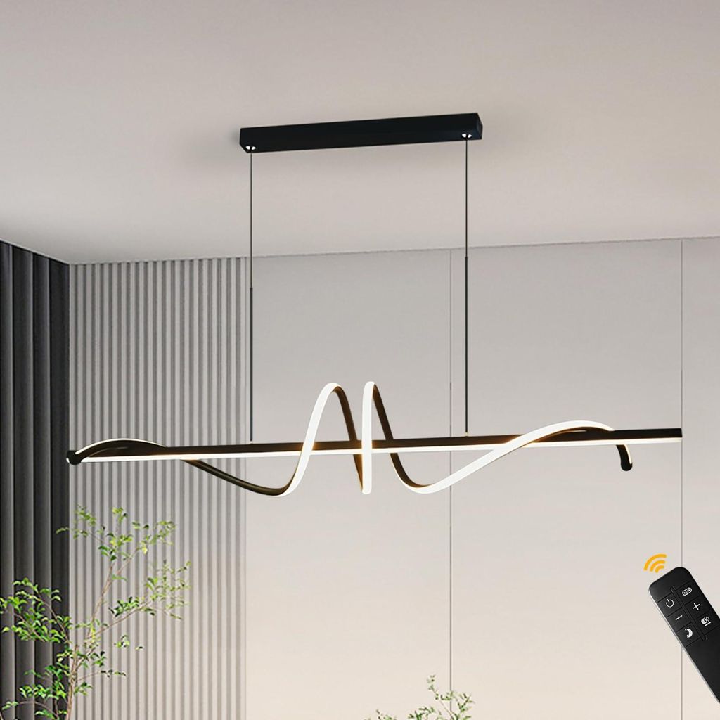 JDONG LED-Pendelleuchte, 100cm Schwarz Pendelleuchte, Höhenverstellbar Metallrahmen Hängelampe, Steuerung über Wandschalter für Esszimmer