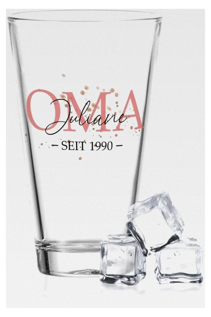 Leonardo Wasserglas mit UV-Druck - Oma Design - personalisierbar mit Namen und Datum - Geschenk für die beste Oma
