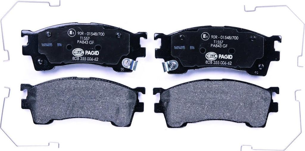 Bremsbelagsatz Scheiben mit Verschleißwarnung 15,4 mm HELLA für u.a. MAZDA 626