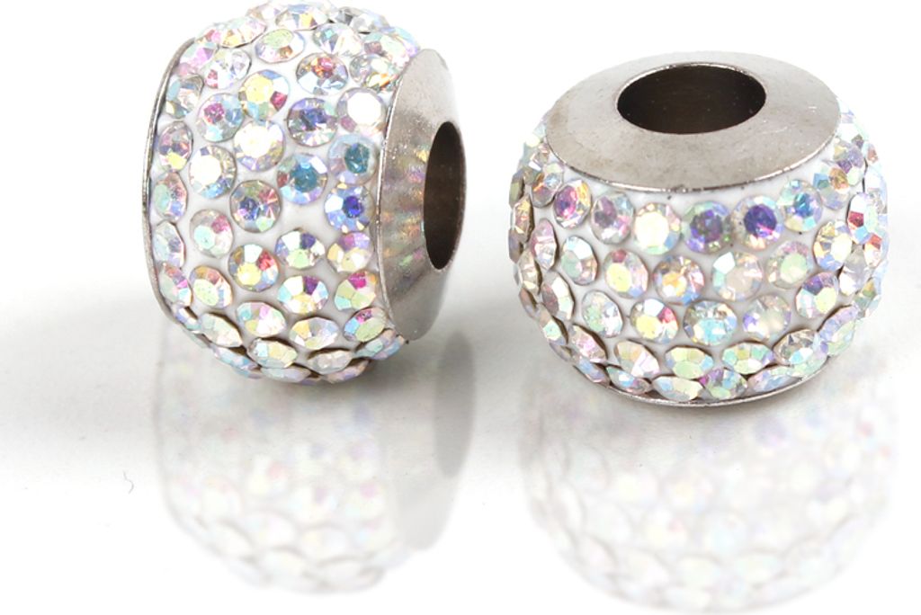 Großloch Spacer Charm Perlen Rondelle Stassperlen glitzernd Produktbild 