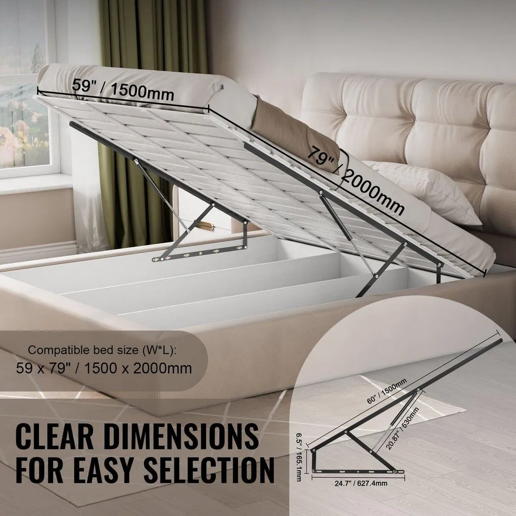 Mécanisme de Lit Mural Gain de Place pour Matelas 59 x 79 pouces DIY