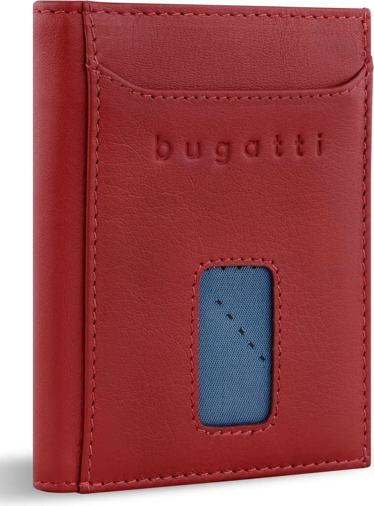 Portafoglio Bugatti Secure Slim Rosso Scuro - Piccolo, Sicuro, Unico