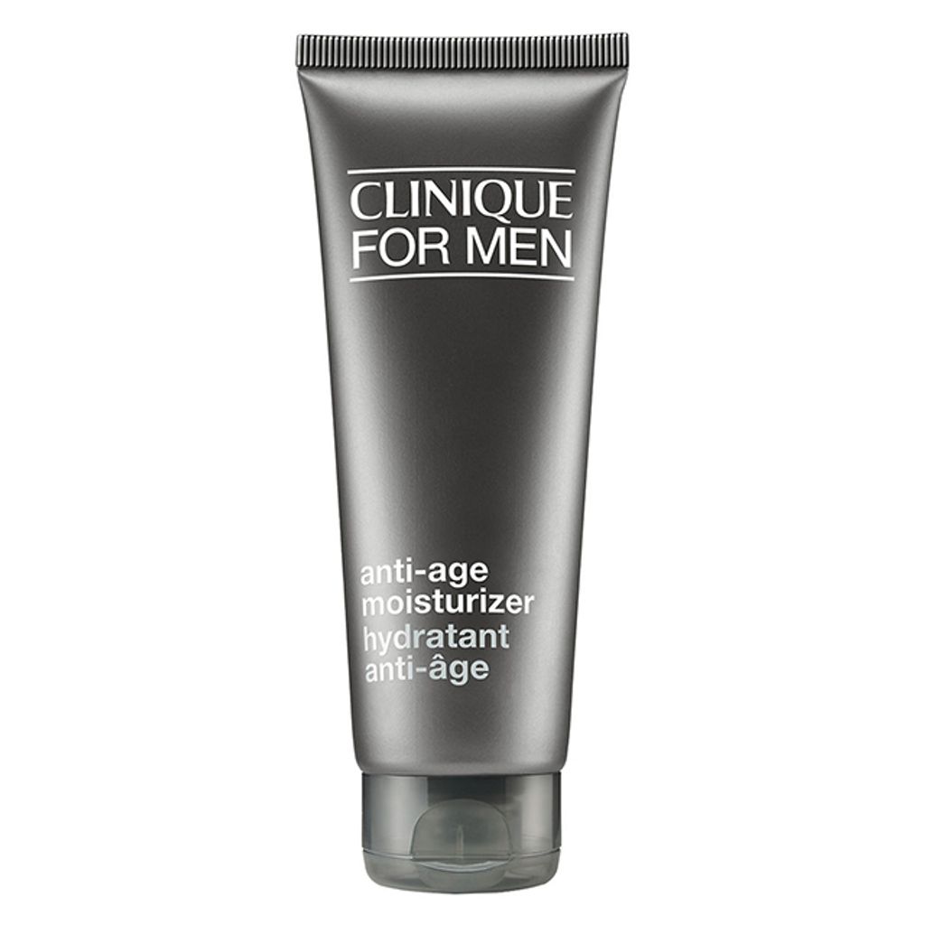 A product shot of a Clinique For Men anti-age moisturizer tube.