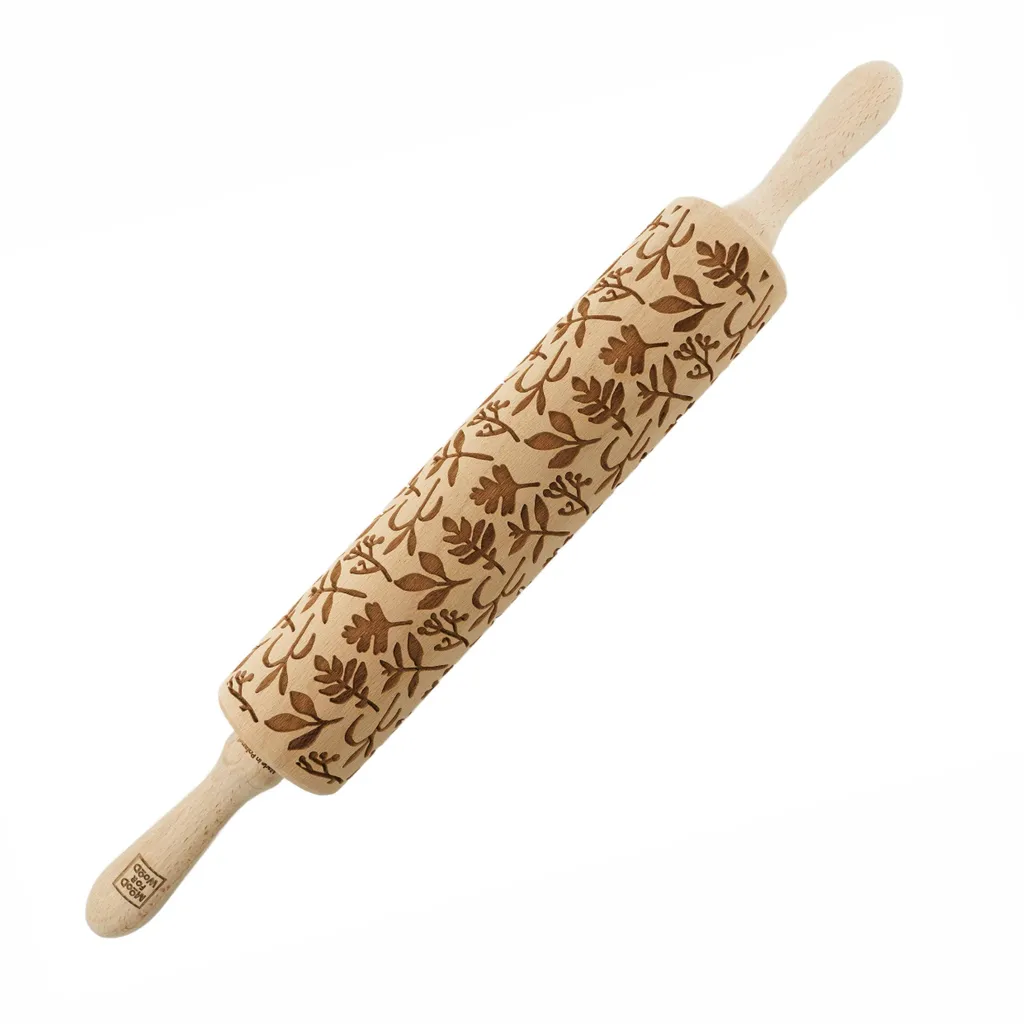 MoodForWood Mattarello Inciso Erbe Aromatiche 43cm - Idea Regalo Natale
