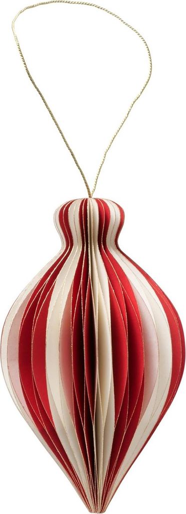 Boltze Home Weihnachtskugel Yorki oval ø8cm rotes und weißes Papier