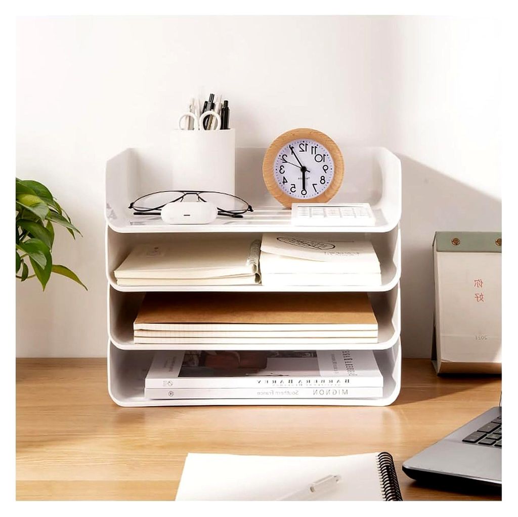 4-stufige stapelbare A4-Aktenablage, Briefablagen-Organizer, Schreibtisch-Ordnungshilfe, Dokumentenhalter, A4-Papiersortierer für Büro und Schule...