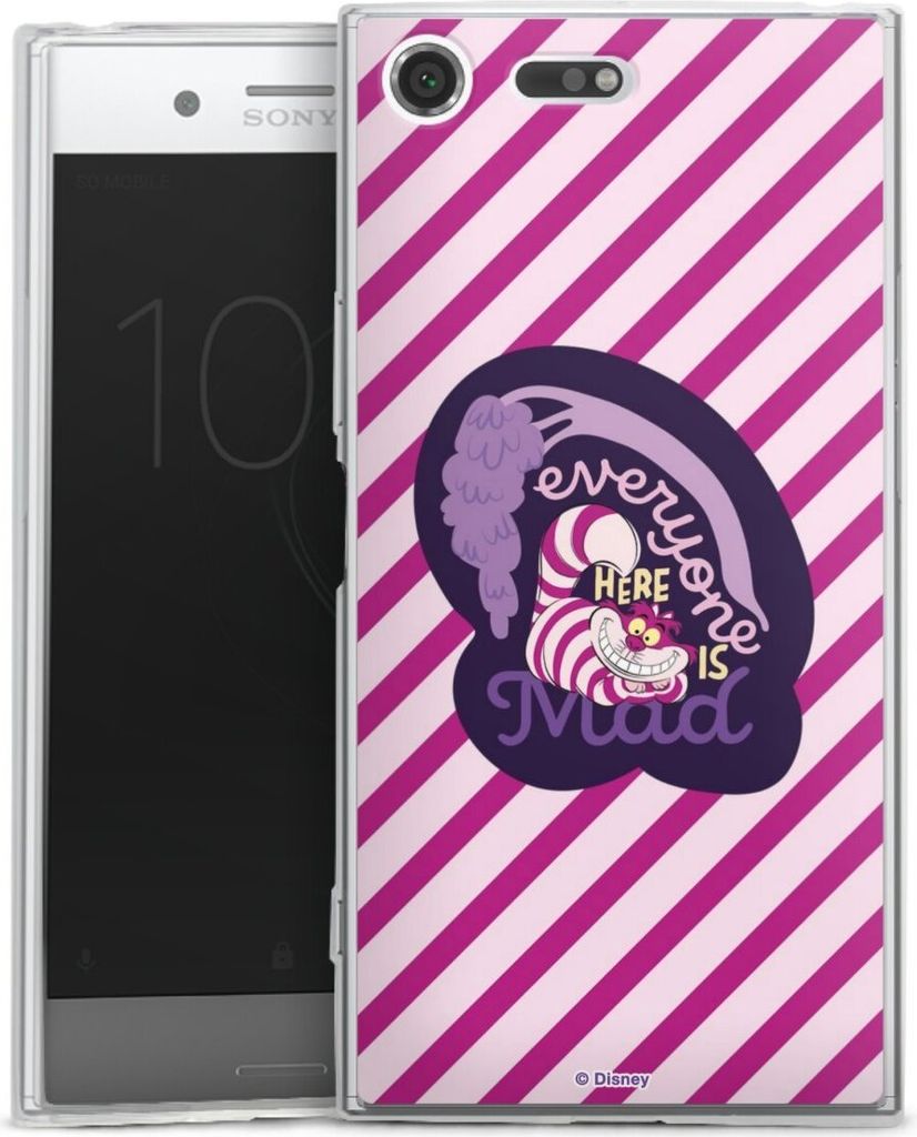 DeinDesign Slim Hülle für Sony Xperia XZ Premium Silikon Case Ultra Dünn Handyhülle Alice im Wunderland Disney Grinsekatze