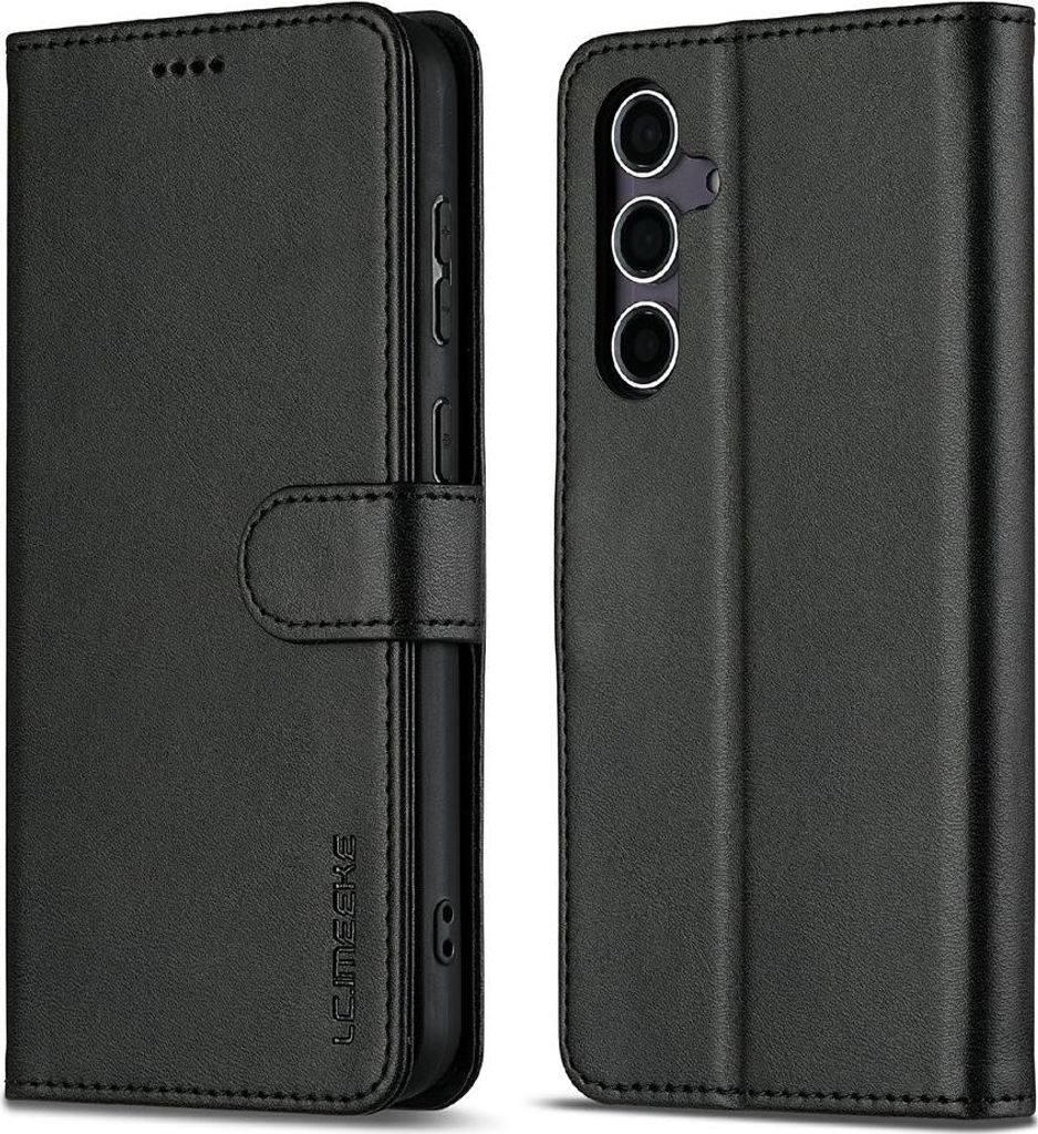 Samsung Galaxy S25 FE Hülle - LC.IMEEKE Luxus Klapphülle - Schwarz