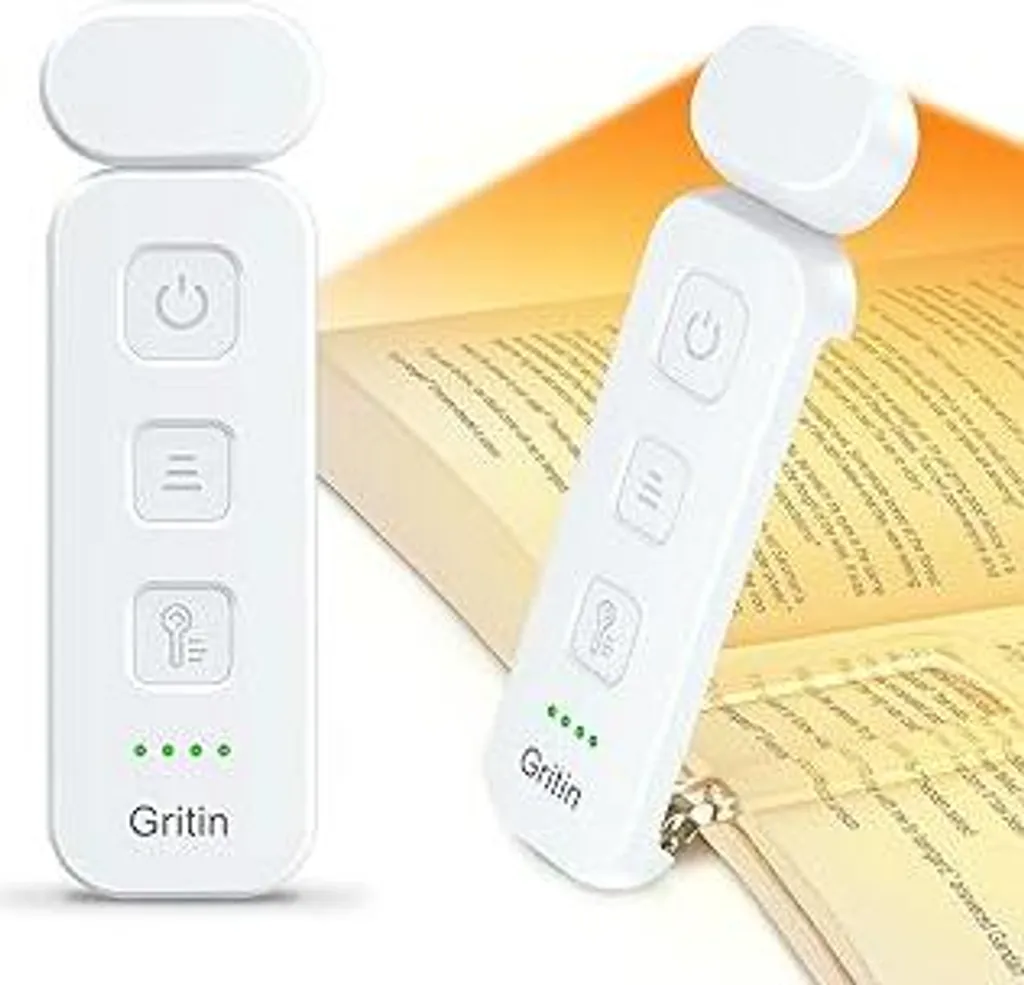 Gritin Lampada da Lettura Ricaricabile 7 LED - Luce per Libri Bianca