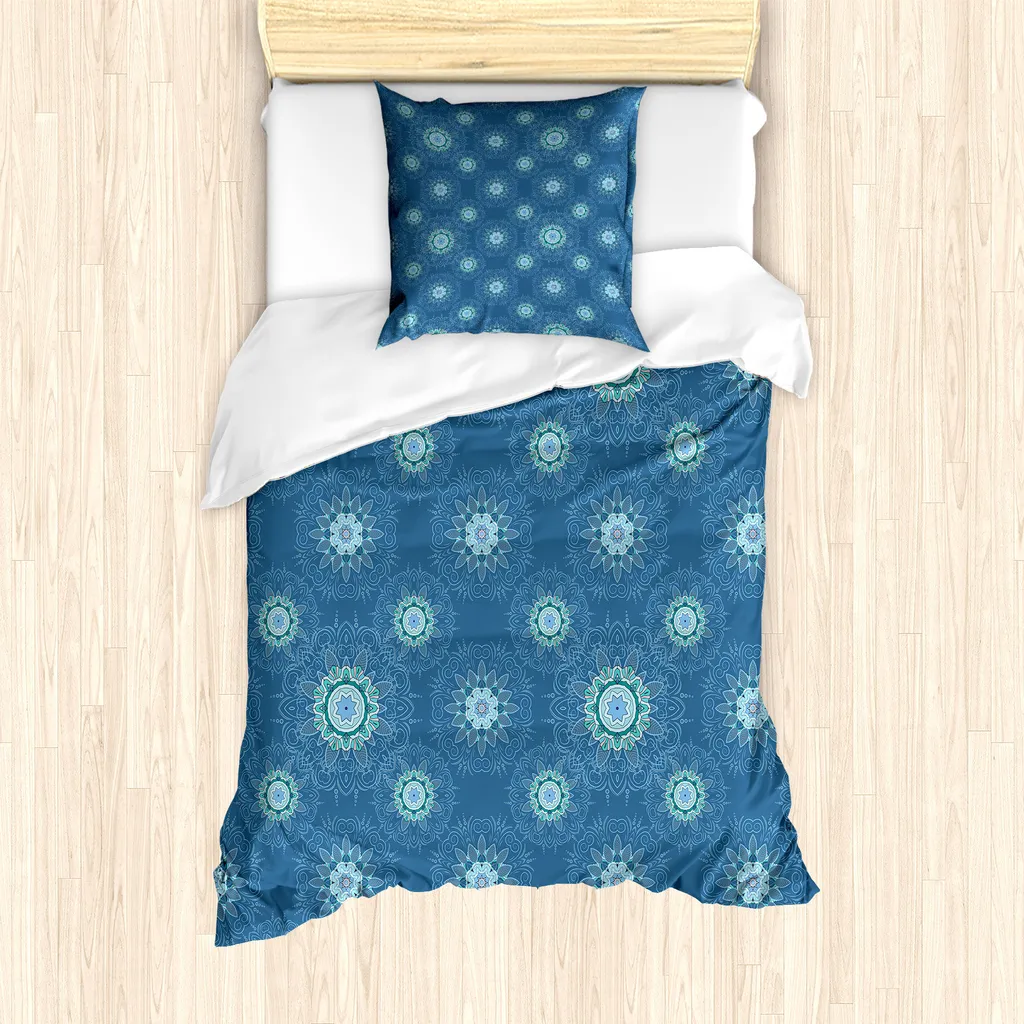 Set Copripiumino Mandala Blu ABAKUHAUS 135x200cm - Comfort Anallergico