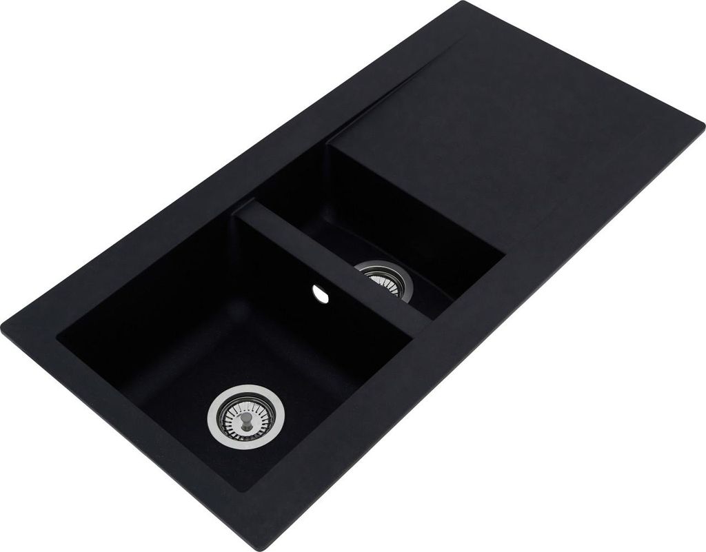 Einbauspüle Küchenspüle Spüle Granit Mineralite 100 x 50 Schwarz Respekta Denver