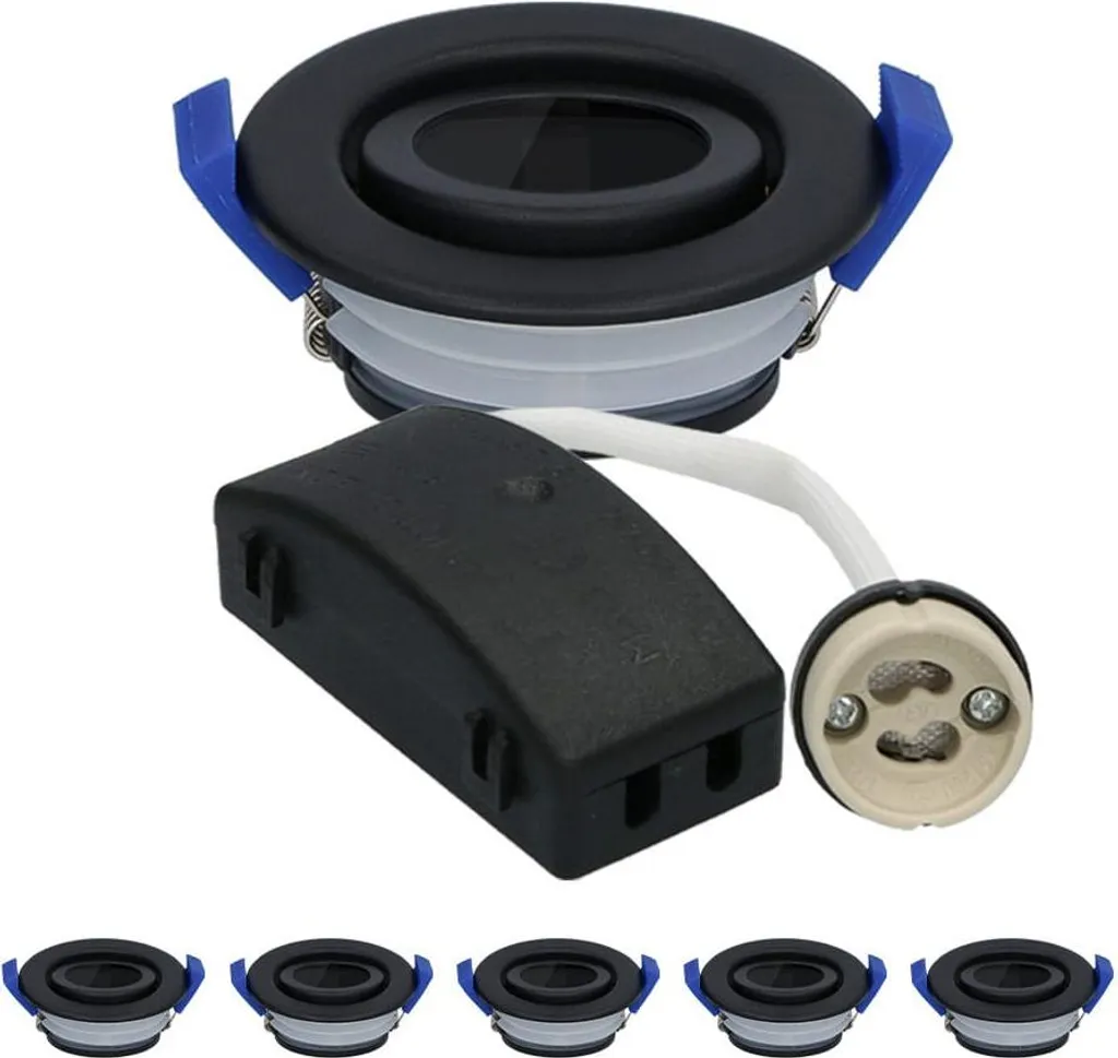 Spot LED Salle de Bain Noir Set x6 IP65 85mm GU10 Inclinable HOFTRONIC