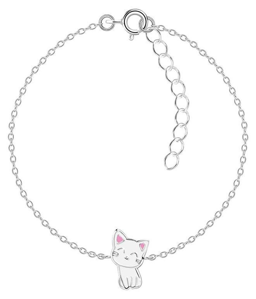 Armband Kinder: 925 Silber Armkette mit Katze Produktbild 