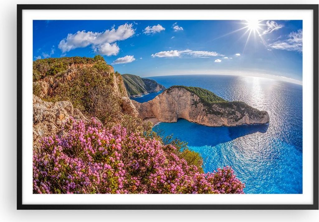 Gerahmtes Poster - Schwarzer Rahmen - Meer Sommer Blume - 91,5x61 cm - Wand Bild - Wanddeko - Wandbilder - Kunstposter - Wandposter - Bilderrahmen ...