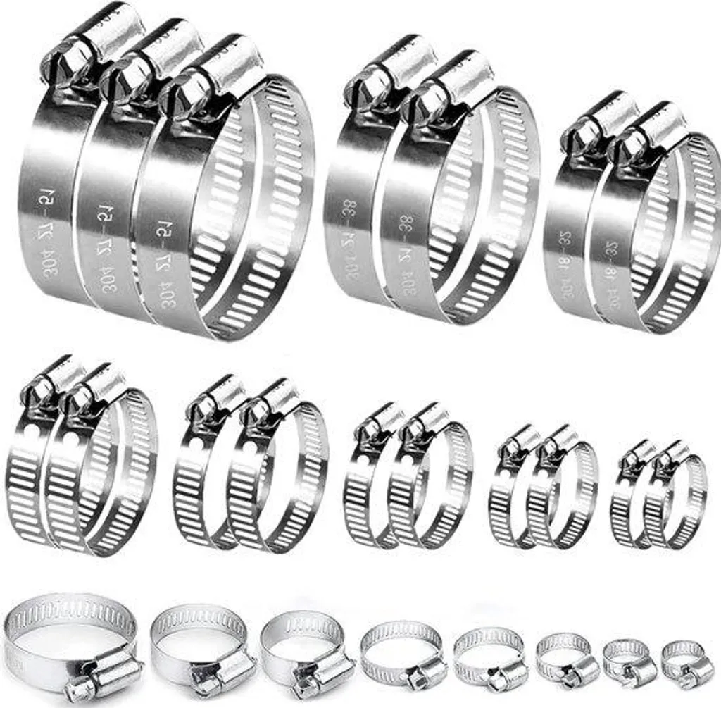 Colliers de serrage en acier inoxydable 6-51 mm, lot de 90 pièces inox