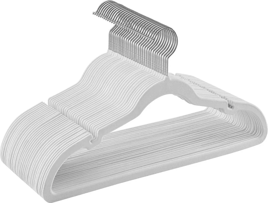 Cintres velours blanc stop-glisse : 30 supports fins spécial vêtements