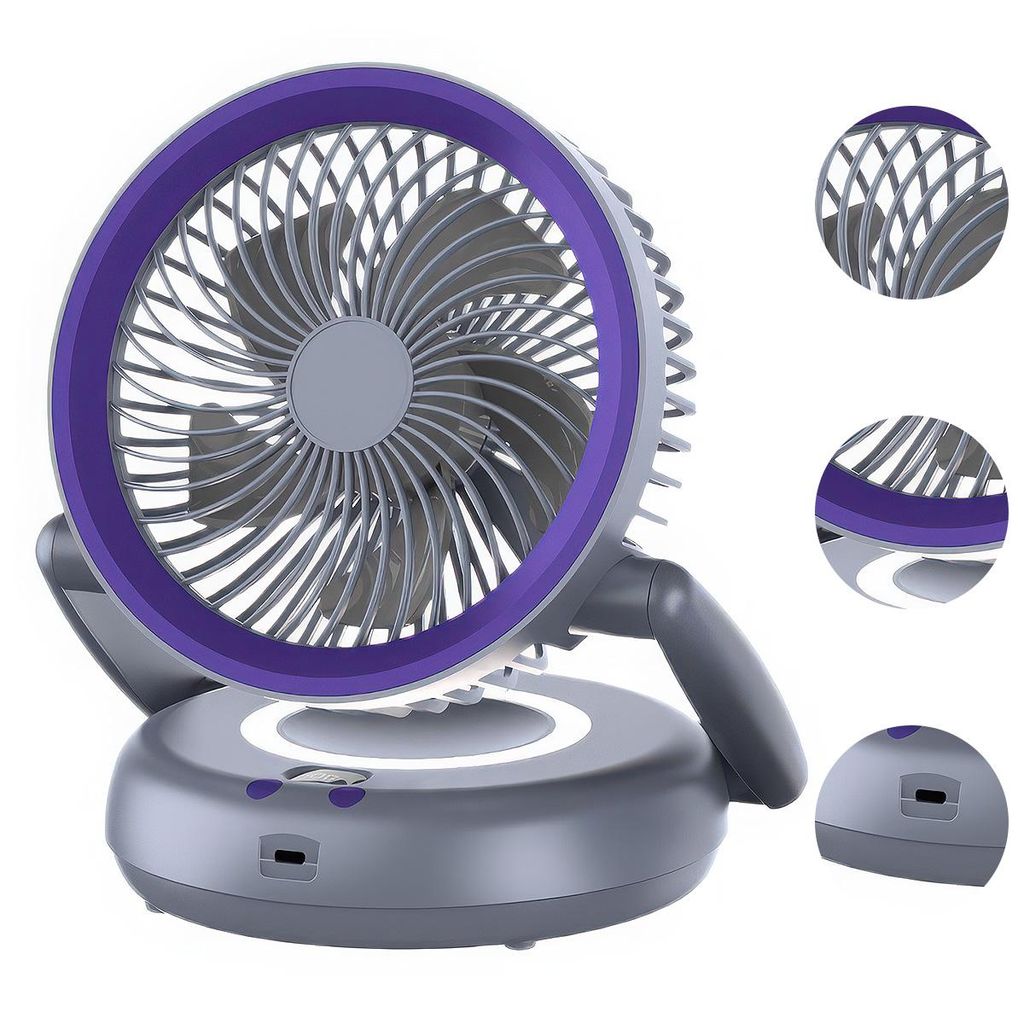 Oszillierender Tischventilator USB Akku, leiser Mini Produktbild 
