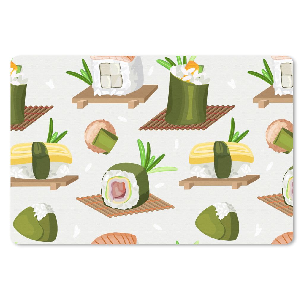 MuchoWow Schreibtischunterlage Sushi - Muster - Lebensmittel 60x40 cm - XXL Mauspad - Großes Mauspad