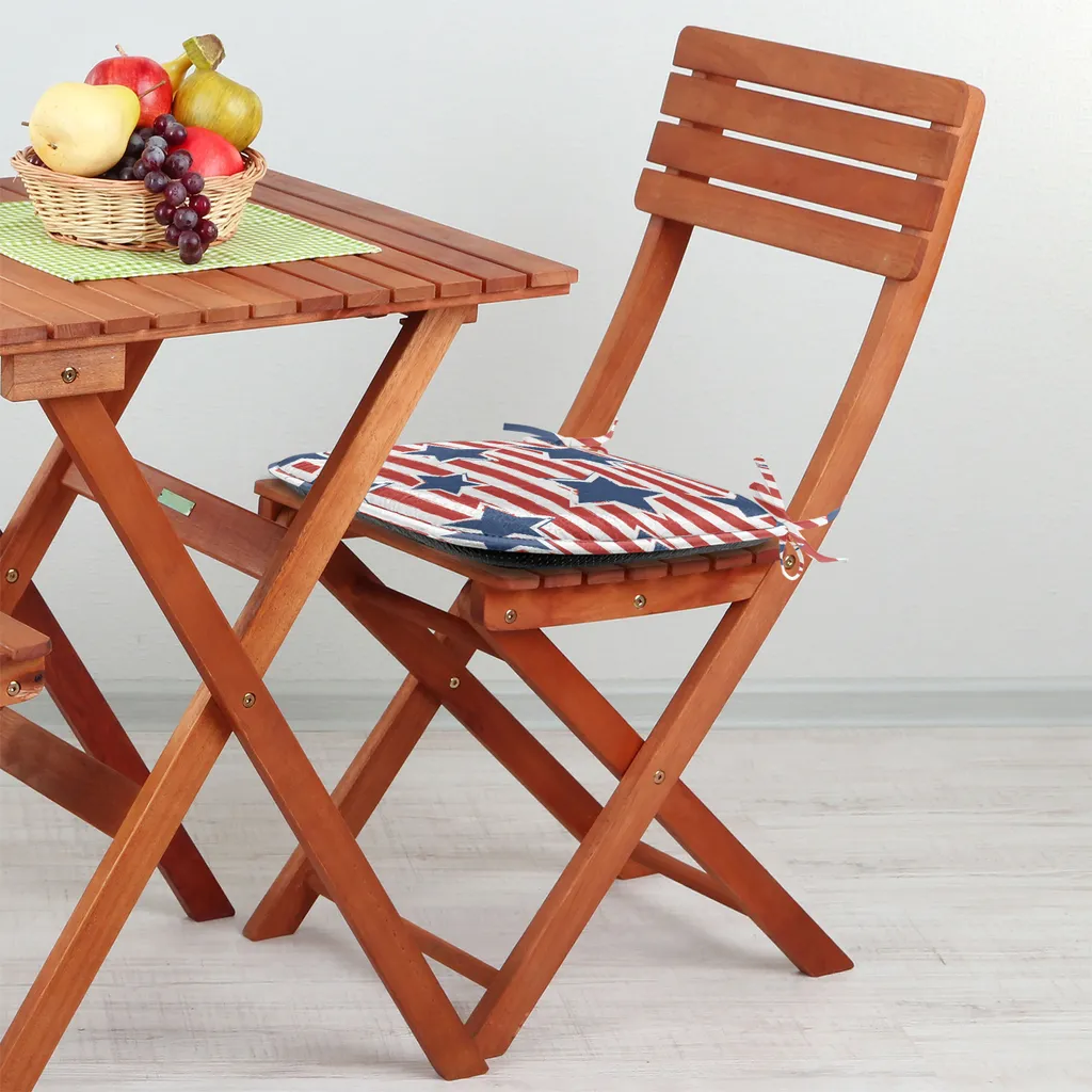 ABAKUHAUS 4 luglio Imbottitura per sedie da sala da pranzo, American Glory Design, Cuscino decorativo impermeabile con cinturini per sedie da cucina, 40 cm x 40 cm - confezione da 4, blu cobalto rosso cinabro - 2