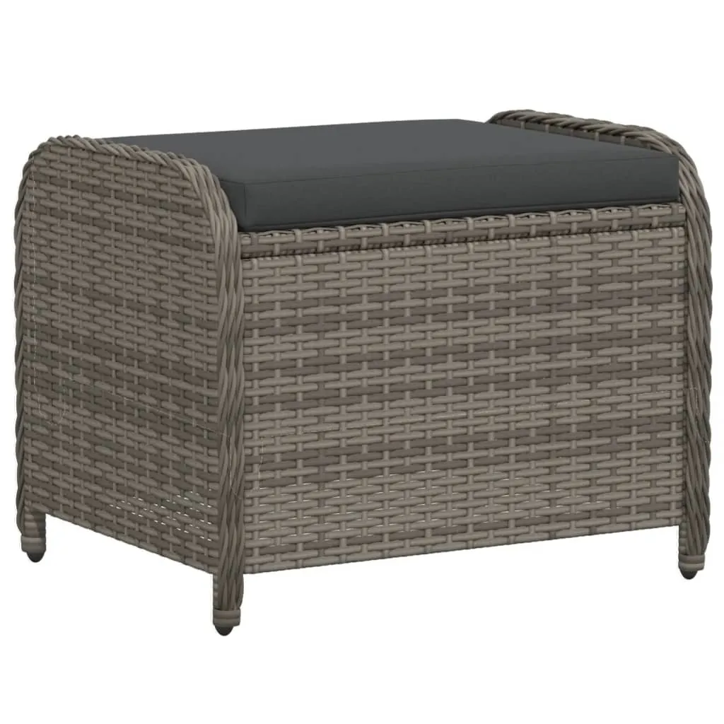 Ottoman da Esterno SYFAX™ in Rattan Sintetico Grigio 58x46x46 cm