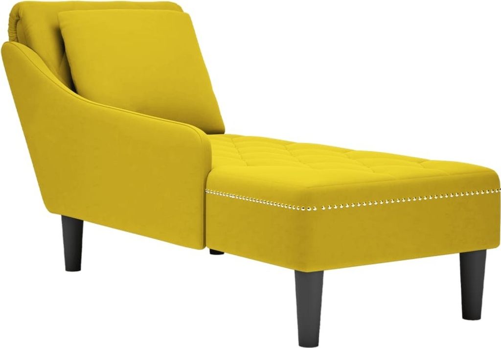 "2026 Promotion" Chaiselongue mit Kissen und Rechter Armlehne Gelb Samt - Recamieren CC23552