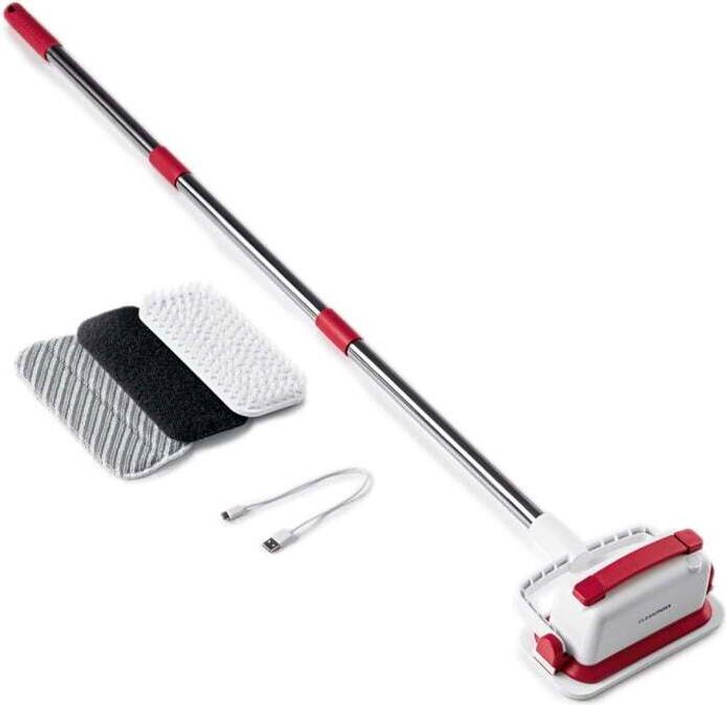 CLEANmaxx Akku-Scheuerbürste - weiß/rot Produktbild 