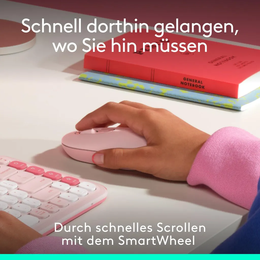 Logitech POP Mouse Souris Bluetooth Silencieuse Rose 4 Boutons Optique - 4