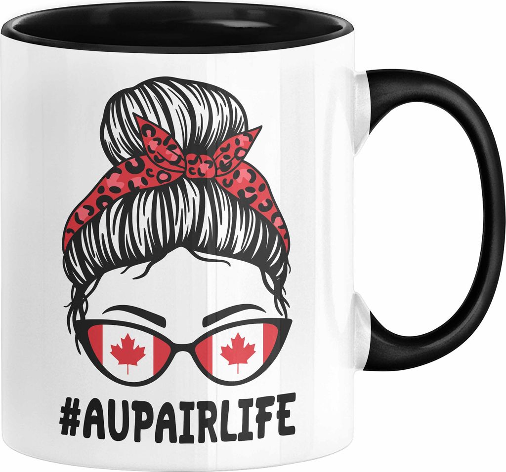 Kanada Aupair Auslandsjahr Geschenk Abschied Tasse Canada Abschiedsgeschenk (Schwarz)