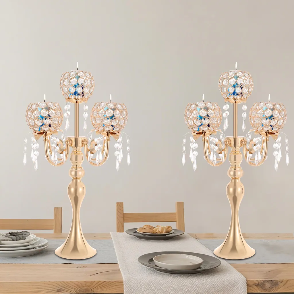 Bougeoir de Table Stable 57cm Or : Décor de Mariage sans Risque de Chute - 6