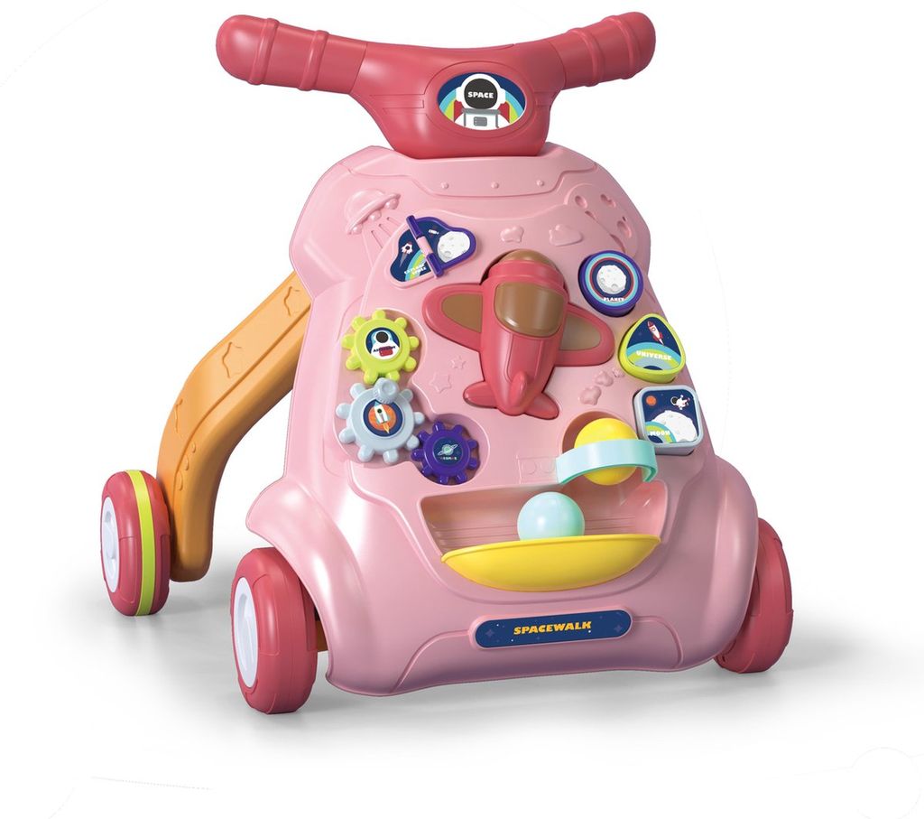 2-in-1 Lauflernhilfe Baby Mit Musikspieltisch - Rosa