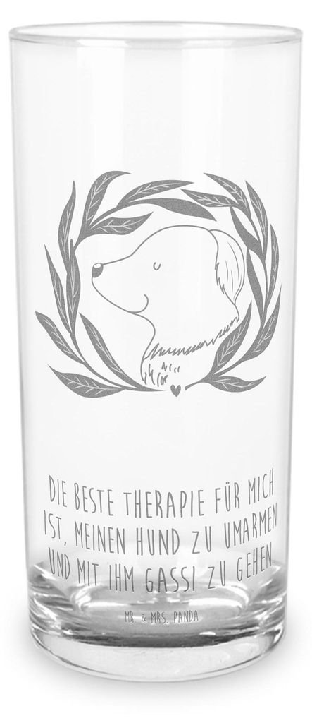 Mr. & Mrs. Panda Glas Hund Blumen 400 ml - Transparent - Geschenk, Cocktailglas, Sprüche, Tumbler, Trinkglas, Wasserglas, Longdrinkglas, Hunde, Ga...