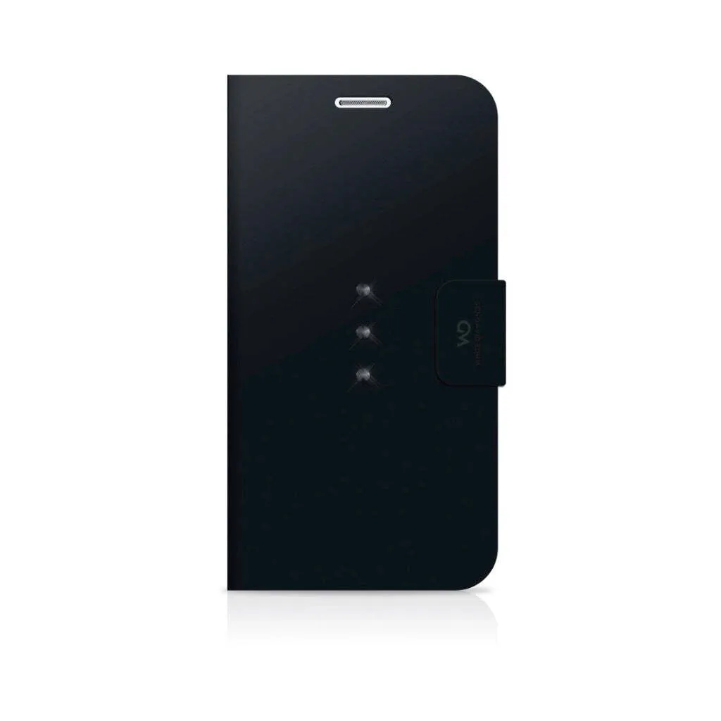 Étui Livre Blanc Diamants Cristal pour Samsung Galaxy S7 Noir Élégant