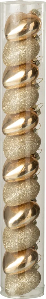 Décoration de Sapin Cœur Verre Doré J-Line - Lot de 12 pour Noël Chic