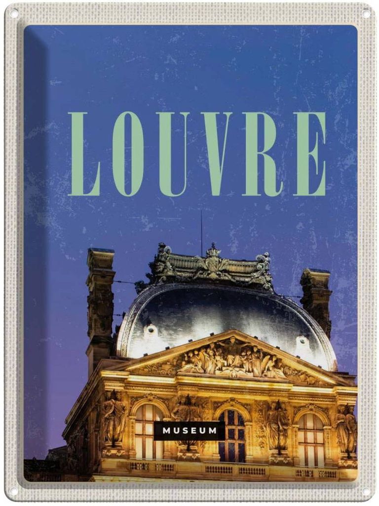 vianmo Blechschild 40x30 cm Louvre Museum Reiseziel Bildmotiv Reisemotiv Abenteuer Reisen Europa Urlaub