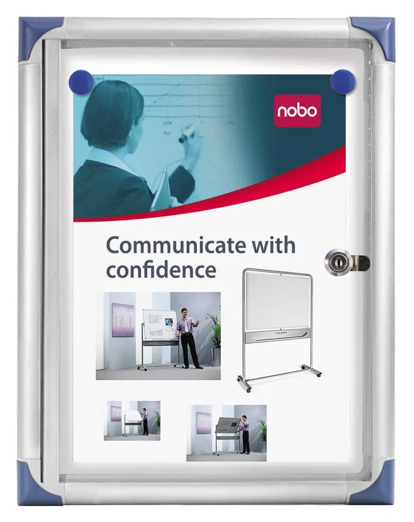 Nobo 1901797 Bacheca Protetta 1xA4 Alluminio Bianco Magnetica