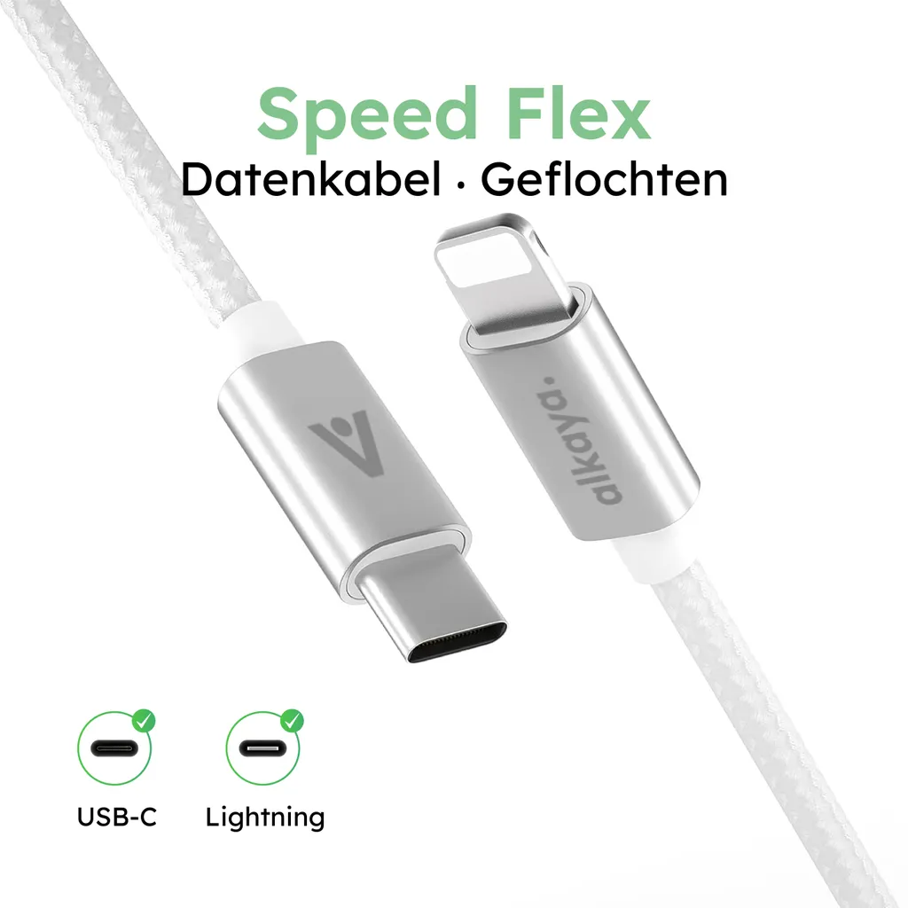 Câble Lightning vers USB-C de 2m pour iPhone et iPad Speed Flex blanc - 2