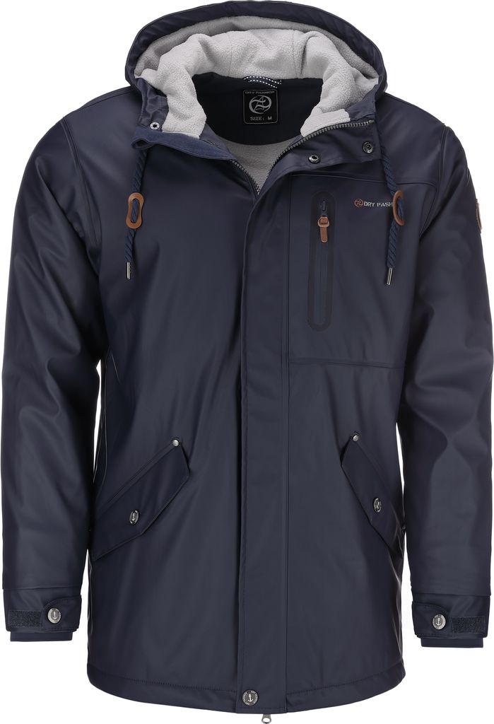 Dry Fashion Herren Regenjacke Bergen - Herrenjacke Regenmantel Männer Jacke Gefüttert Winddicht Wasserdicht in Navy Größe XL