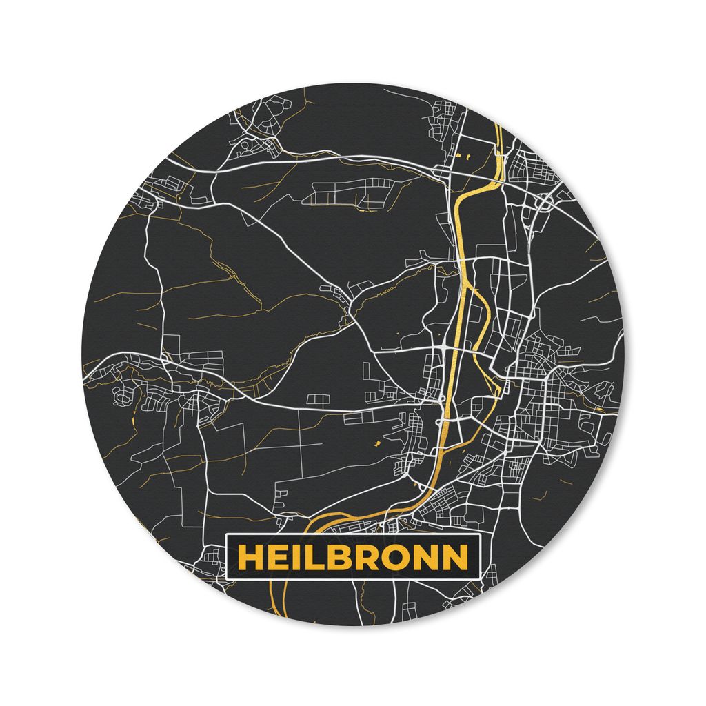MuchoWow Mauspad Mousepad Heilbronn - Stadtplan - Karte - Deutschland - Gold 50x50 cm - Mousepads - Maus Mat - Pad - Mausunterlage - Vinyl