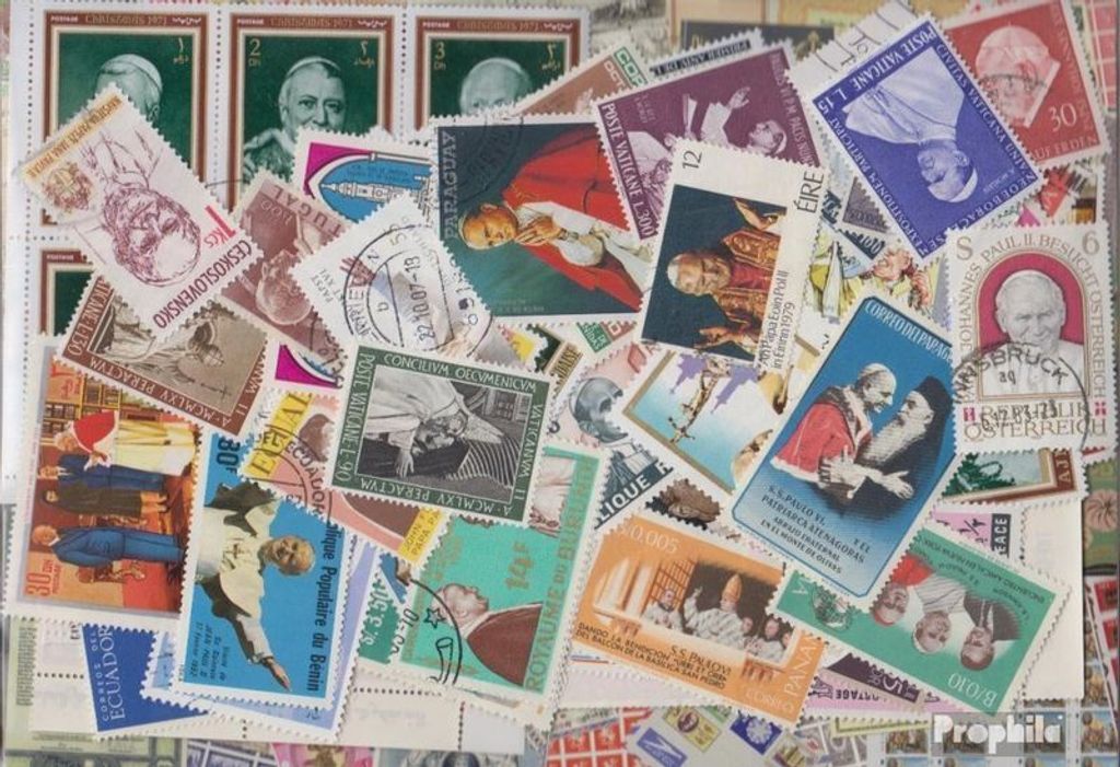 Briefmarken Motive 100 verschiedene Papst Marken