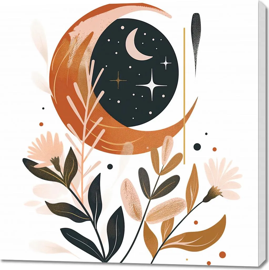 Toile Murale Force et Lune 100x100 cm - Art Contemporain pour Salon
