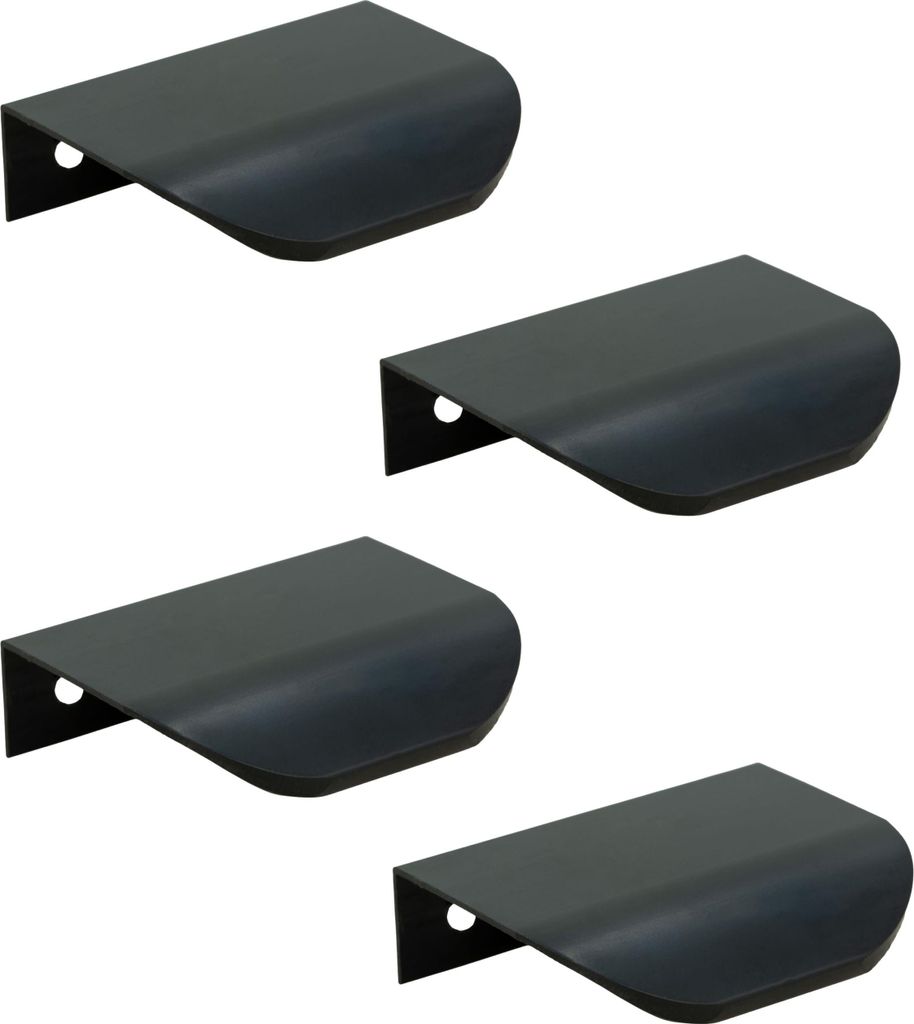 4er-Set Schwarz Aluminium Möbelgriff 50mm - Robuster, eleganter Kantengriff für Möbel mit mattem Finish, ideal für Schränke, Kommoden und Büros.
