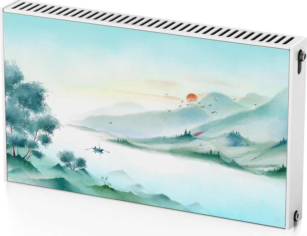 Seenlandschaft – Magnetische Heizkörperabdeckung – 100x60 cm – Magnet Heizkörperabdeckung – 3D Würfel – Heizkörperverkleidung – Mag...