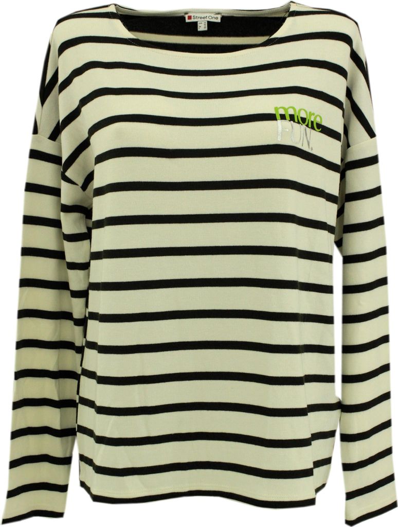 27344 Street One, , Damen Pullover, Feinstrick, schwarz weiß gestreift, 38