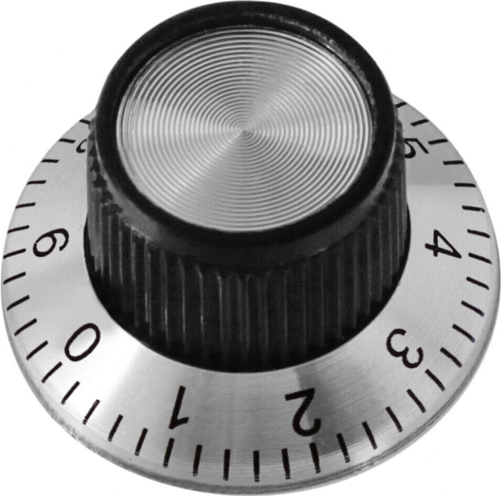 Potiknopf Drehknopf Reglerknopf ALU Schwarz Potentiometer 6mm Achse Aluminium Ø24x14mm mit 360° Skala