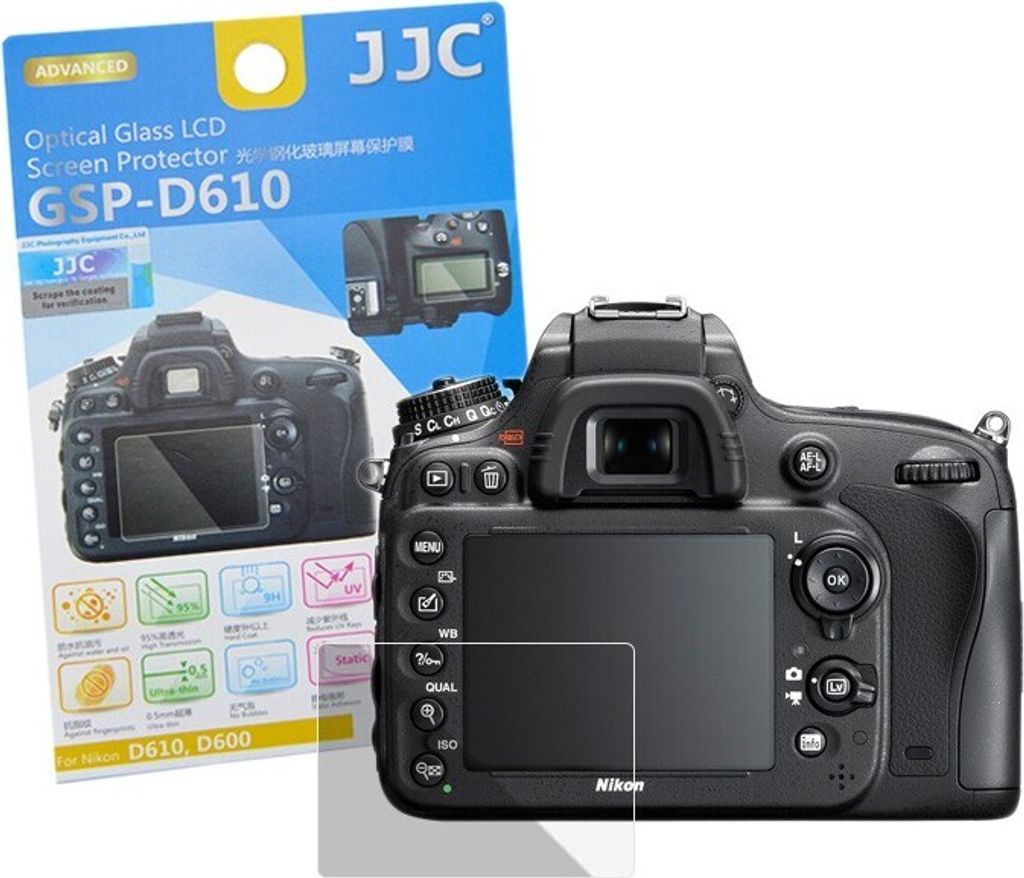 Hochwertiger Displayschutz Screen Protector aus gehaertetem Echtglas, passend fuer Nikon D610