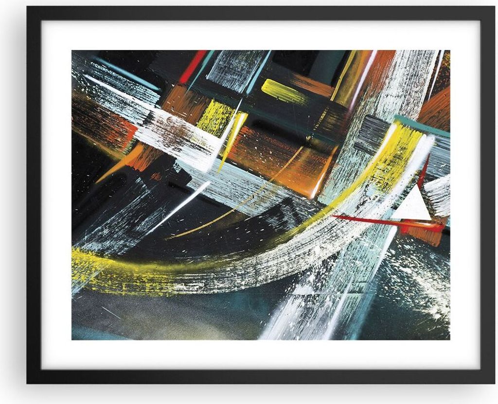Gerahmtes Poster - Schwarzer Rahmen - Abstraktion Graffiti Bunt - 50x40 cm - Wand Bild - Wanddeko - Wandbilder - Wandposter - Bilderrahmen - Bilder...