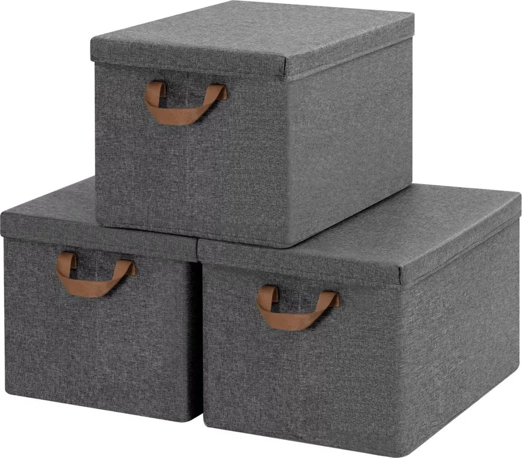 Bac de rangement pliable en textile lot de 3 avec poignée de 20 L