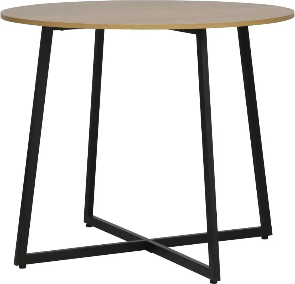 Table SABIN : Plateau chêne, pieds métal noir, design industriel stable