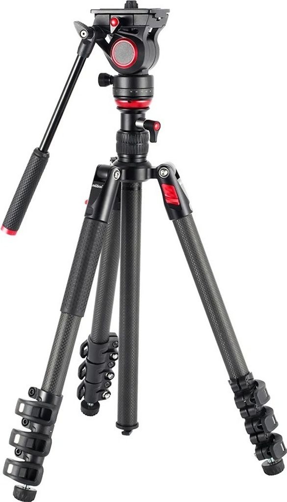 miliboo MUKB 63-Zoll-Profi-Stativ-Kamerastaender mit Fluid-Video-Stativkopf aus Kohlefaser, 5 kg/11 Pfund Tragfaehigkeit, 4 Abschnitte, tragbarer S...